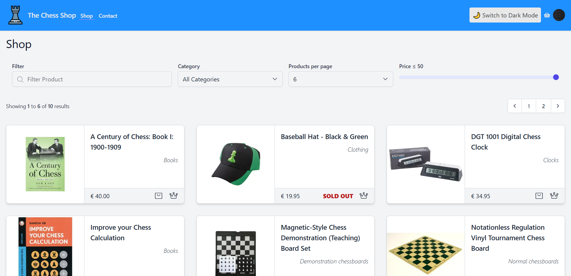 Shop Page Light Mode